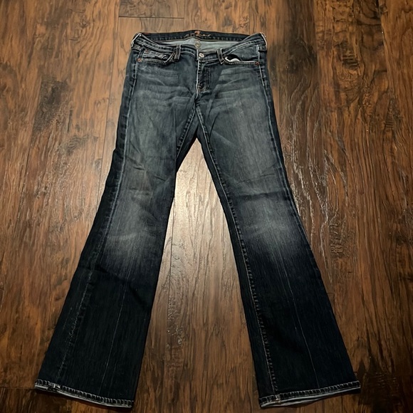 Jeans 7 For All Mankind - Femme - Taille 29 - Coton Pin Stripe - Bleu - Occasion